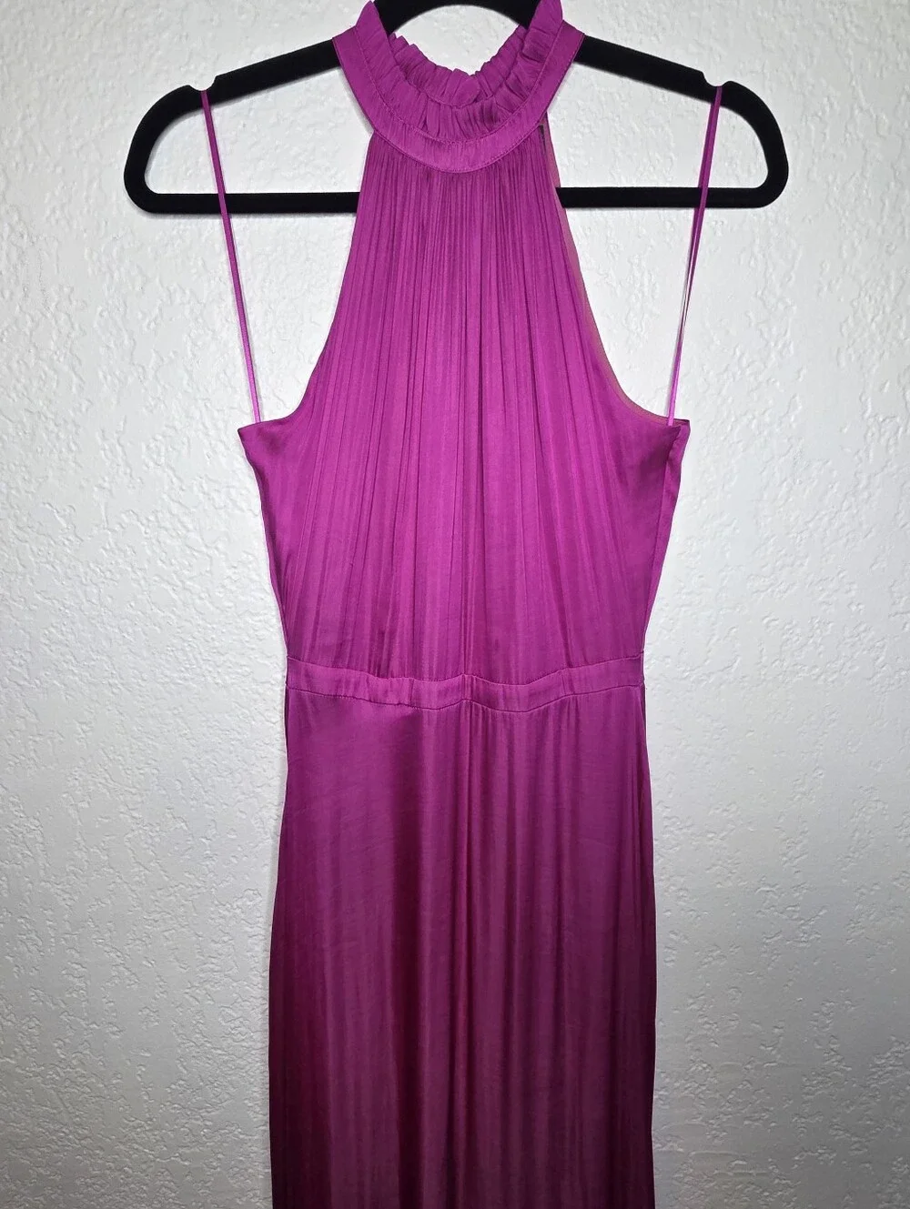 Banana Republic Sleeveless Ruffle Halter Maxi Dress, Fuchsia Pink Size 0 Magenta